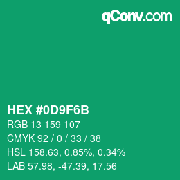 Color code: HEX #0D9F6B | qconv.com
