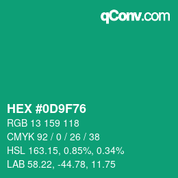 Color code: HEX #0D9F76 | qconv.com