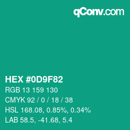 Color code: HEX #0D9F82 | qconv.com