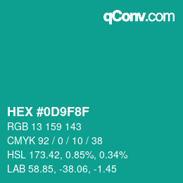 カラーコード: HEX #0D9F8F | qconv.com