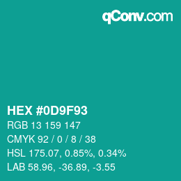 Color code: HEX #0D9F93 | qconv.com