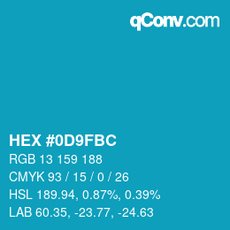 Color code: HEX #0D9FBC | qconv.com