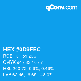 Farbcode: HEX #0D9FEC | qconv.com