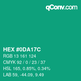 カラーコード: HEX #0DA17C | qconv.com
