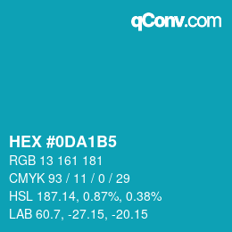 カラーコード: HEX #0DA1B5 | qconv.com
