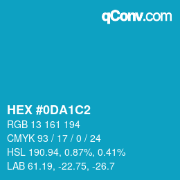 カラーコード: HEX #0DA1C2 | qconv.com