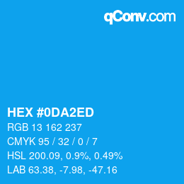 颜色代码: HEX #0DA2ED | qconv.com