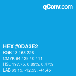 Farbcode: HEX #0DA3E2 | qconv.com