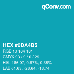 颜色代码: HEX #0DA4B5 | qconv.com