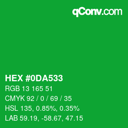 颜色代码: HEX #0DA533 | qconv.com