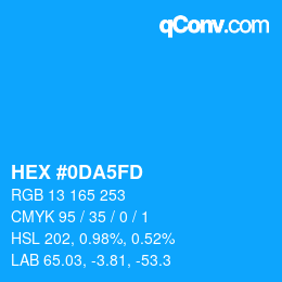 颜色代码: HEX #0DA5FD | qconv.com