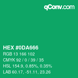 Code couleur: HEX #0DA666 | qconv.com