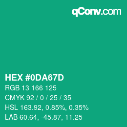 Color code: HEX #0DA67D | qconv.com