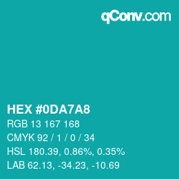 Color code: HEX #0DA7A8 | qconv.com