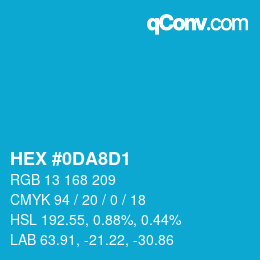 カラーコード: HEX #0DA8D1 | qconv.com