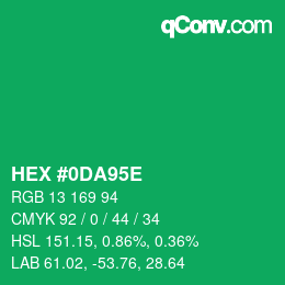 Color code: HEX #0DA95E | qconv.com