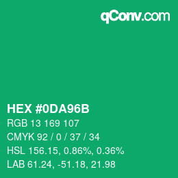 Color code: HEX #0DA96B | qconv.com