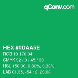 Farbcode: HEX #0DAA5E | qconv.com