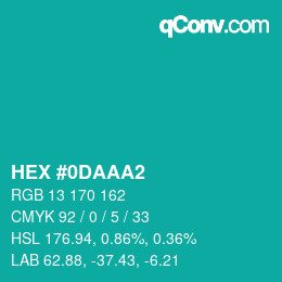 Color code: HEX #0DAAA2 | qconv.com