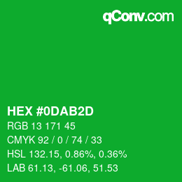 颜色代码: HEX #0DAB2D | qconv.com