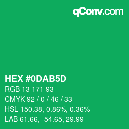 颜色代码: HEX #0DAB5D | qconv.com