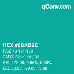 カラーコード: HEX #0DAB9E | qconv.com