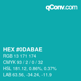 カラーコード: HEX #0DABAE | qconv.com