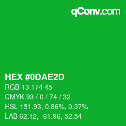 カラーコード: HEX #0DAE2D | qconv.com
