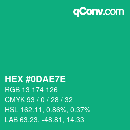 Color code: HEX #0DAE7E | qconv.com