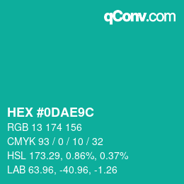 Color code: HEX #0DAE9C | qconv.com