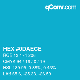 カラーコード: HEX #0DAECE | qconv.com