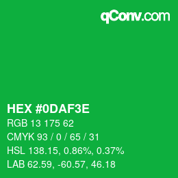 Color code: HEX #0DAF3E | qconv.com