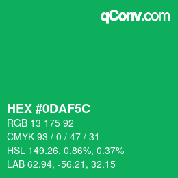 Color code: HEX #0DAF5C | qconv.com