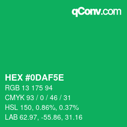 Farbcode: HEX #0DAF5E | qconv.com