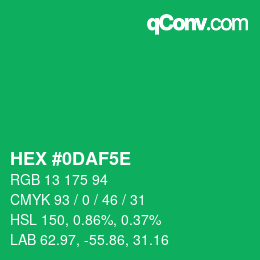 Color code: HEX #0DAF5E | qconv.com