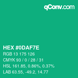 Color code: HEX #0DAF7E | qconv.com