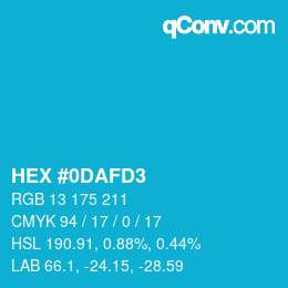 颜色代码: HEX #0DAFD3 | qconv.com