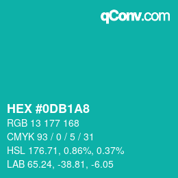 Color code: HEX #0DB1A8 | qconv.com