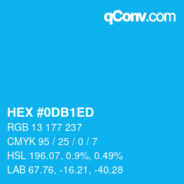 颜色代码: HEX #0DB1ED | qconv.com