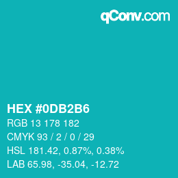 颜色代码: HEX #0DB2B6 | qconv.com