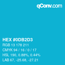 カラーコード: HEX #0DB2D3 | qconv.com