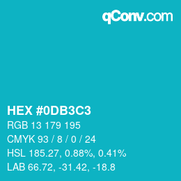 Color code: HEX #0DB3C3 | qconv.com
