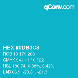 Color code: HEX #0DB3C8 | qconv.com