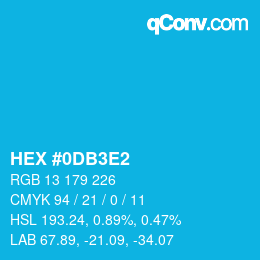 Color code: HEX #0DB3E2 | qconv.com