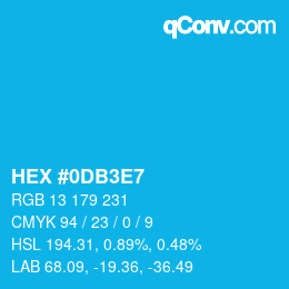 Color code: HEX #0DB3E7 | qconv.com