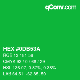 Color code: HEX #0DB53A | qconv.com