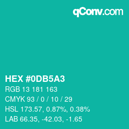 カラーコード: HEX #0DB5A3 | qconv.com