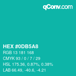Color code: HEX #0DB5A8 | qconv.com