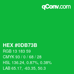 颜色代码: HEX #0DB73B | qconv.com
