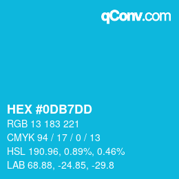 カラーコード: HEX #0DB7DD | qconv.com